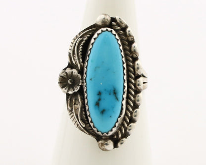 Navajo Ring 925 Silver Sleeping Beauty Turquoise Signed SC C.80's