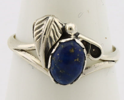 Navajo Ring 925 Silver Natural Mined Lapis Native American Artist C.80's