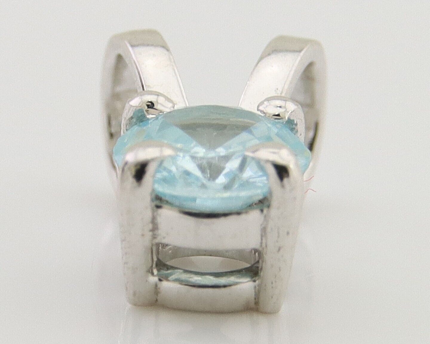 March Birthstone Pendant Set in 14k Solid White Gold