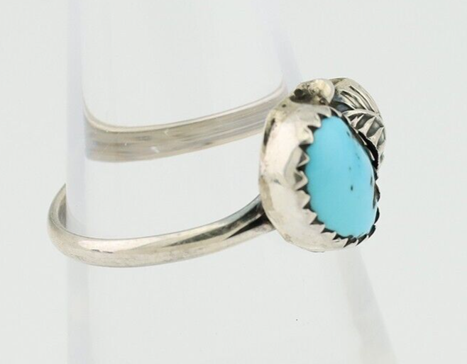 Navajo Ring 925 Silver Sleeping Beauty Turquoise Native American Artist C.80's