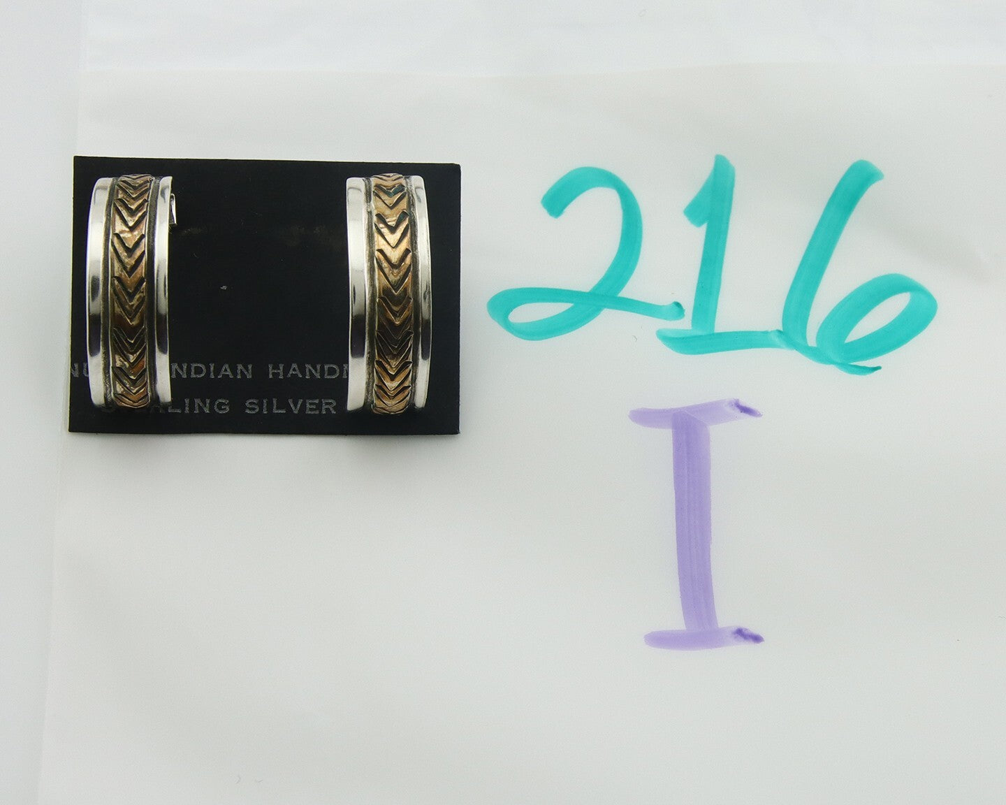 Navajo Hoop Earrings 925 Silver & Gold Artist Signed Randall Endito C.80's