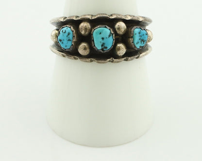 Zuni Ring .925 Silver Natural Sleeping Beauty Turquoise Signed MZR C.80's