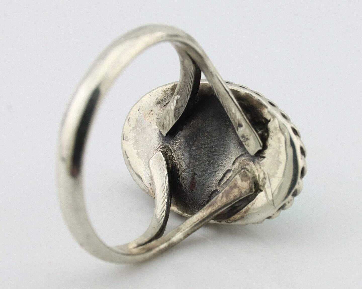 Navajo Ring 925 Silver Kingman Turquoise Native American Artist C.80's
