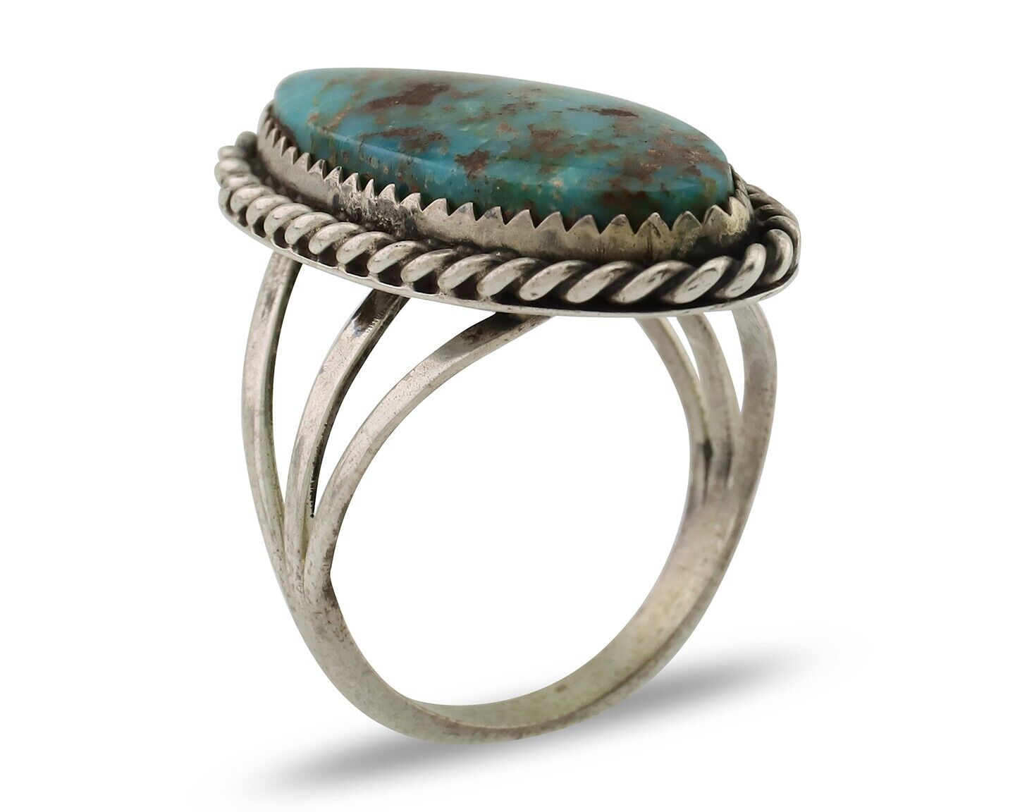 Navajo Ring 925 Silver Natural Turquoise Native American Artist C.80's