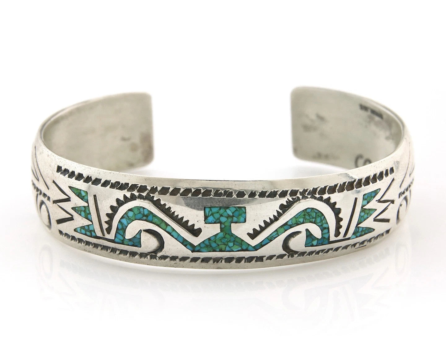 Navajo Cuff Bracelet Sterling Silver Authentic Turquoise Signed Stanley Bain