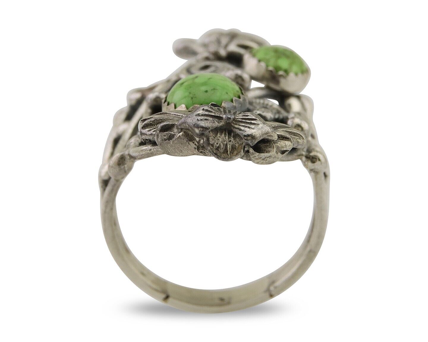 Navajo Ring 925 Silver Natural Denim Lapis Artist Signed Prairie Fire C.80's