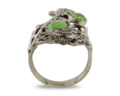 Navajo Ring 925 Silver Natural Denim Lapis Artist Signed Prairie Fire C.80's