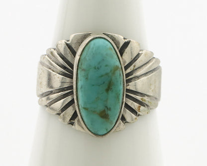 Navajo Ring .925 Silver Kingman Turquoise Artist Signed Apache C.80's