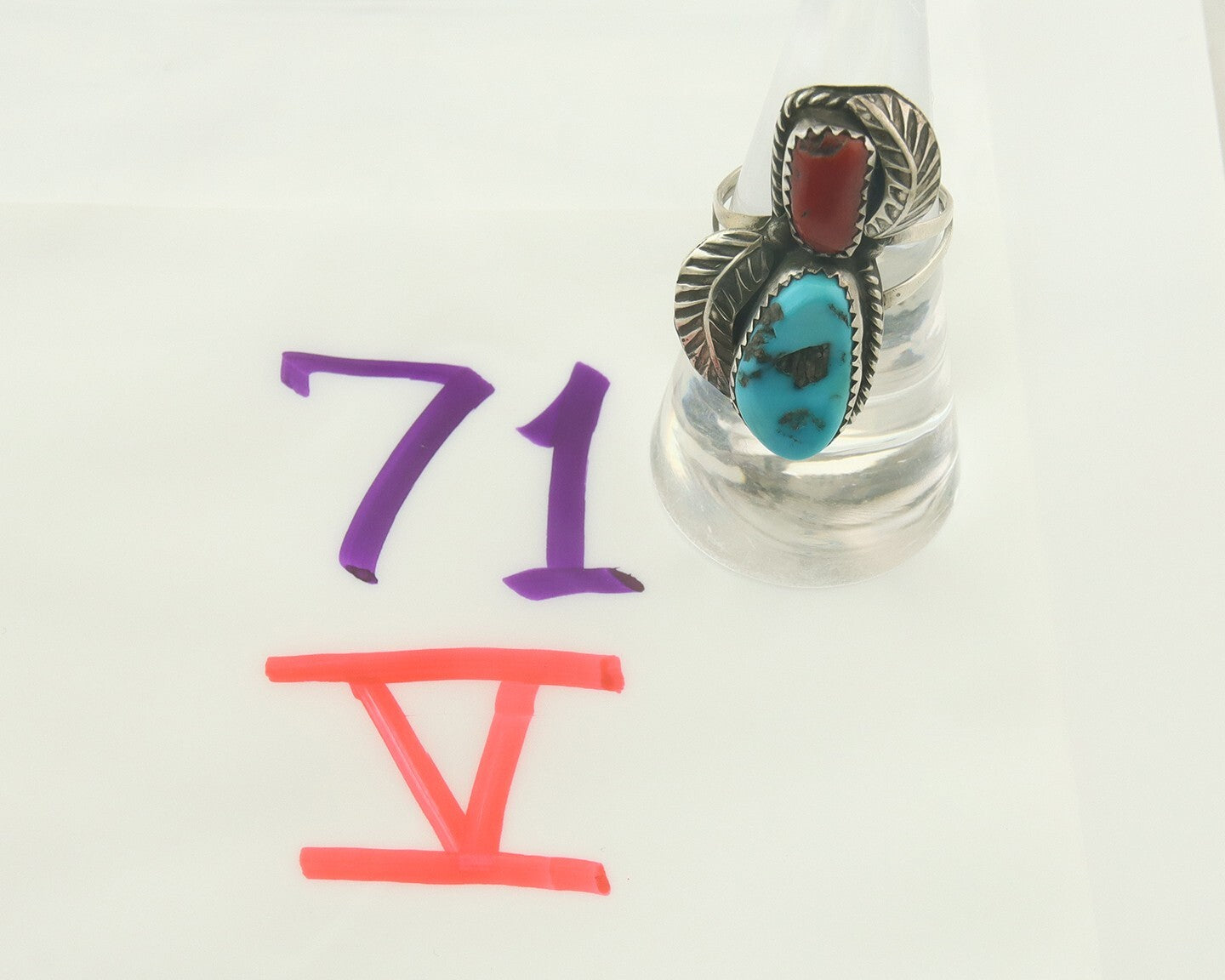 Vintage Navajo Ring 925 Sterling Natural Gemstones Signed Pauline Begay Size 7.0