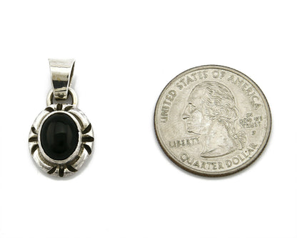 Navajo Hand Stamped Natural Mined Black Onyx in .925 SOLID Silver Pendant