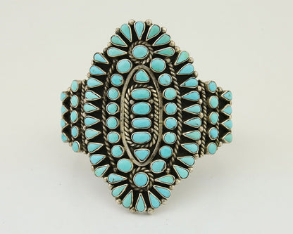 Men Navajo Bracelet 925 Silver Natural Blue Turquoise Signed BS C.80's