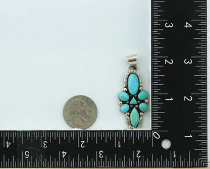Navajo Pendant 925 Sterling Silver Natural Turquoise Vintage Artist Signed JY