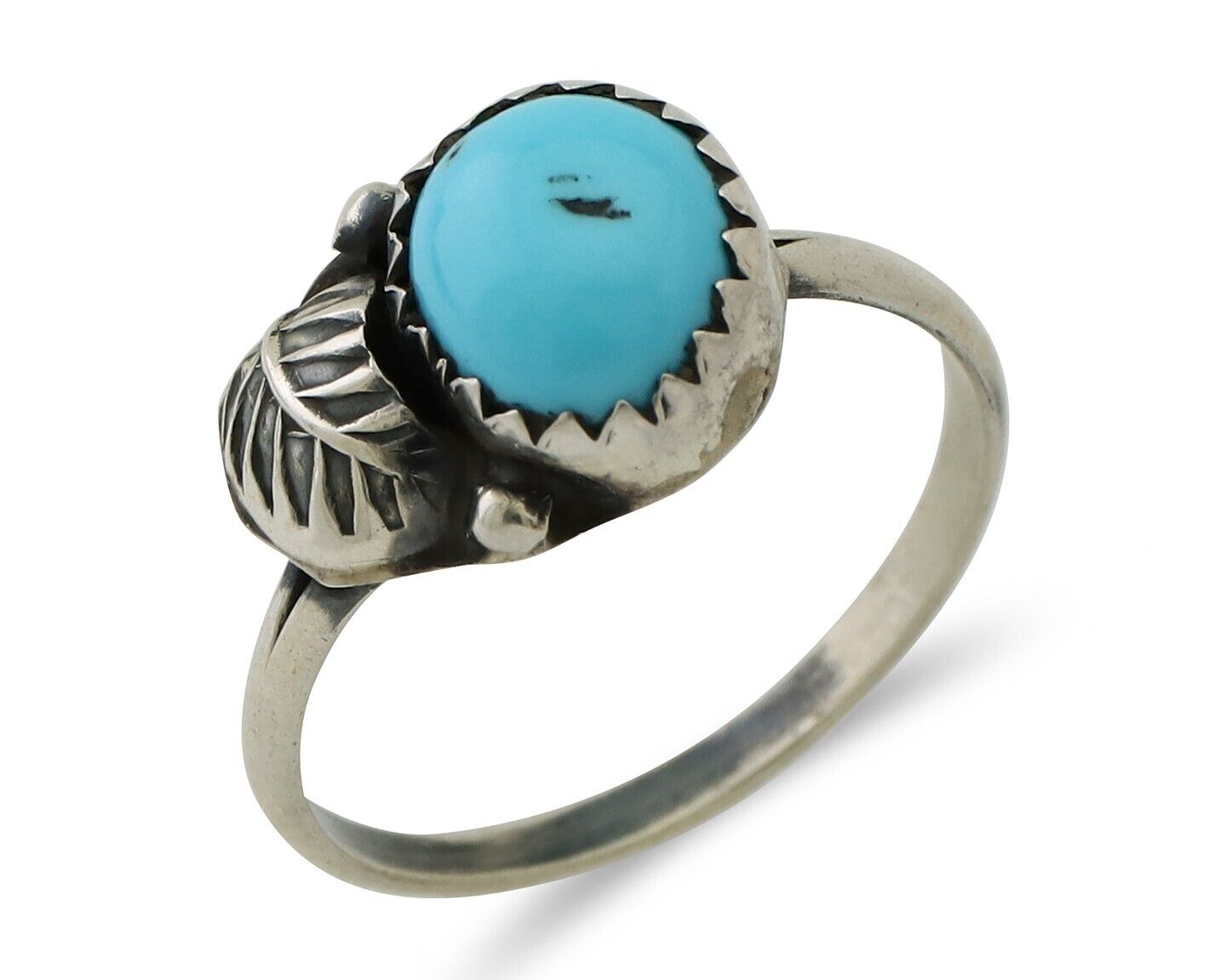 Navajo Ring 925 Silver Sleeping Beauty Turquoise Native American Artist C.80's