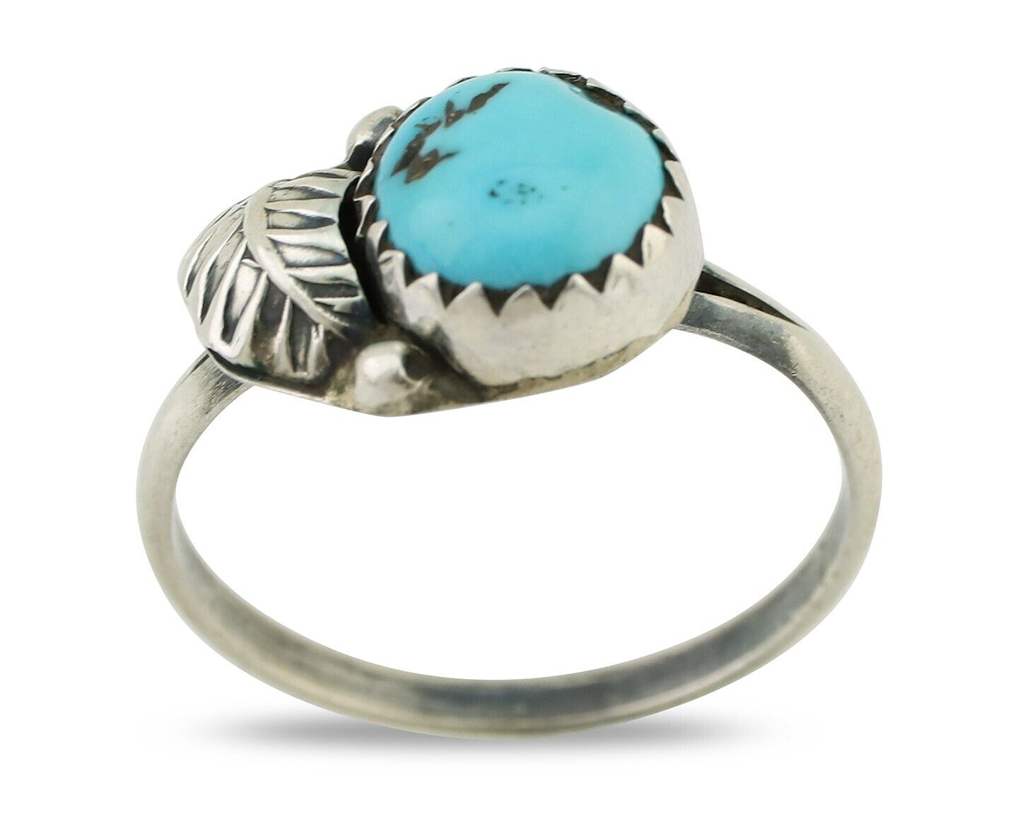 Navajo Ring 925 Silver Sleeping Beauty Turquoise Native American Artist C.80's