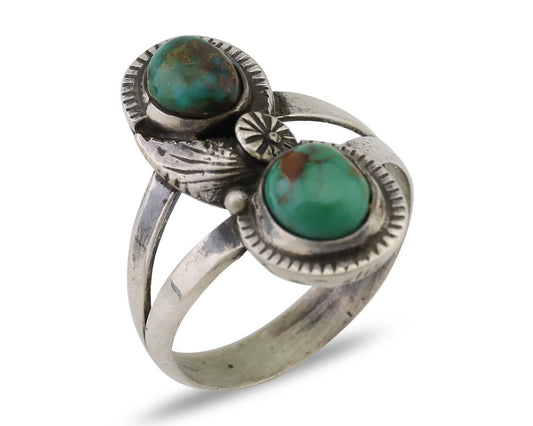 Navajo Ring 925 Silver Natural Turquoise Artist Signed Tom Willeto C.80's