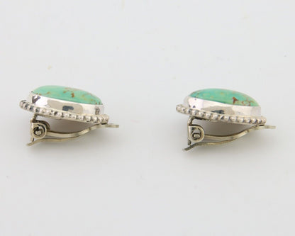 Navajo Stud Earrings 925 Silver Natural Turquoise Artist Signed M C.80's