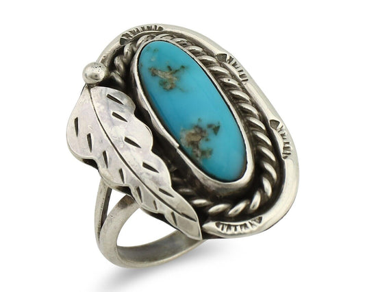 Navajo Handmade Ring 925 Silver Turquoise Native American Artist Signed J C.80's