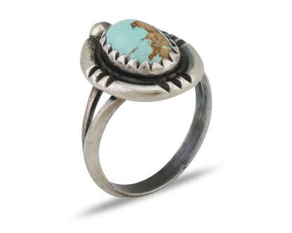 Navajo Ring 925 Silver Kingman Turquoise Native American Artist C.80's