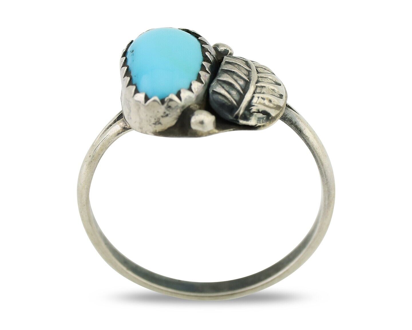 Navajo Ring 925 Silver Sleeping Beauty Turquoise Native American Artist C.80's