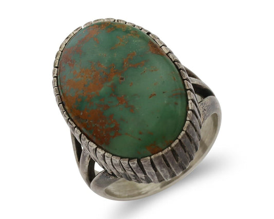 Navajo Handmade Ring 925 Silver Turquoise Signed Native American C.80's