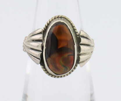 Navajo Handmade Ring 925 Silver Natural Fire Opal Native Artist Size 5.75 C.80's