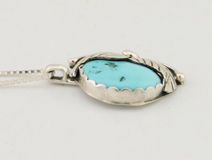 Navajo Necklace 925 Silver Natural Blue Turquoise Artist Signed D Zachary C.80's