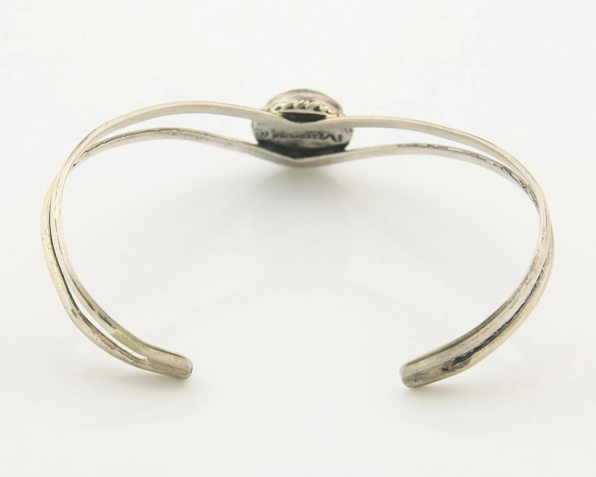 Navajo Cuff Bracelet Sterling Silver Turquoise Handmade Vintage Signed MC