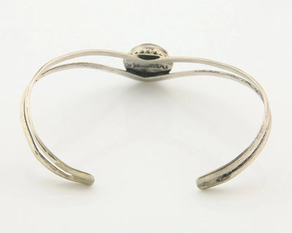 Navajo Cuff Bracelet Sterling Silver Turquoise Handmade Vintage Signed MC