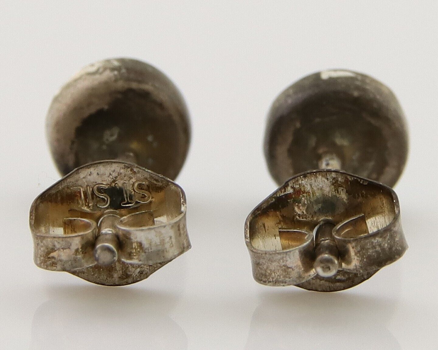 Navajo Earrings 925 Silver Inlaid Natural Onyx & Turquoise Native American C.80s