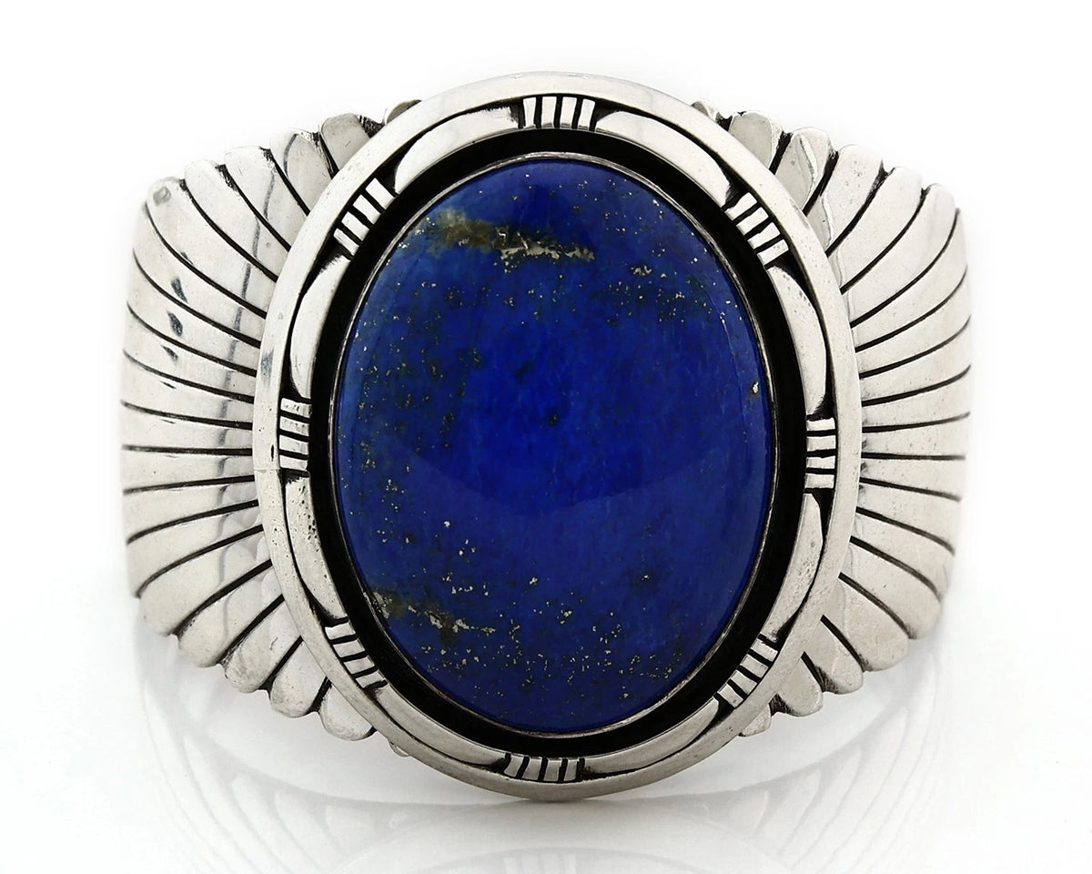 Navajo Cuff Bracelet Sterling Silver Lapis Malachite Vintage Signed D Delgarito