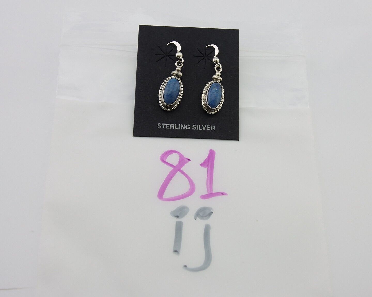 Navajo Dangle Earrings 925 Silver Natural Denim Lapis Signed Melissa Yazzie C80s