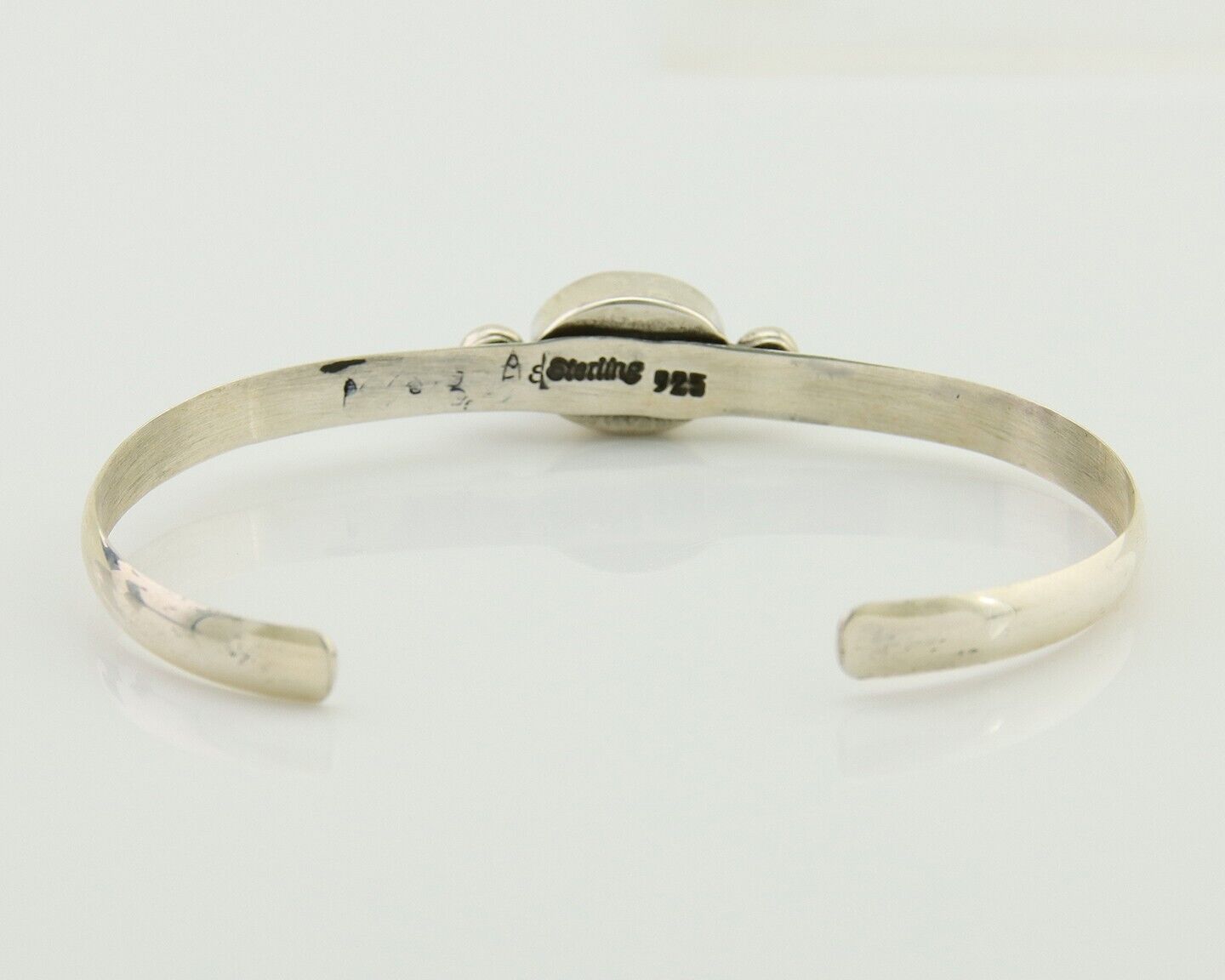 Navajo Cuff Bracelet Spiderweb Turquoise 925 Silver Native American Artist C.80s