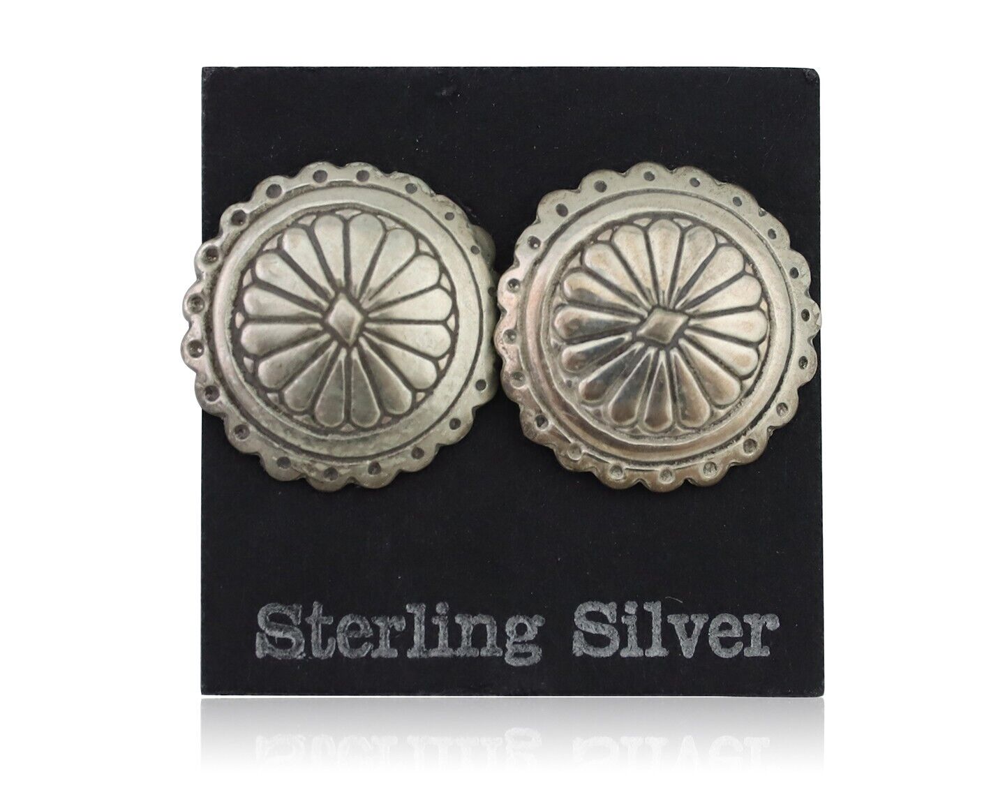 Navajo Small Shield Earrings 925 Silver Native American Artist C.80's