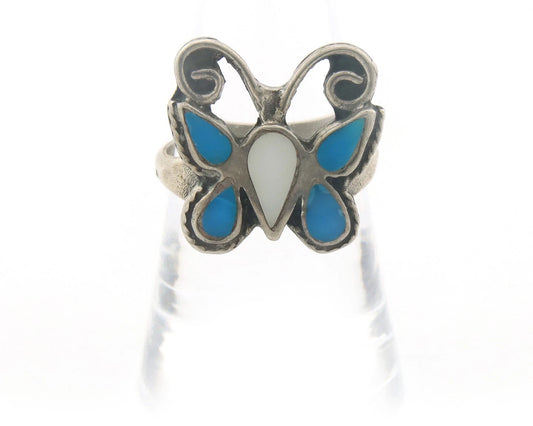 Navajo Butterfly Ring Sterling Silver Signed Size 8.0