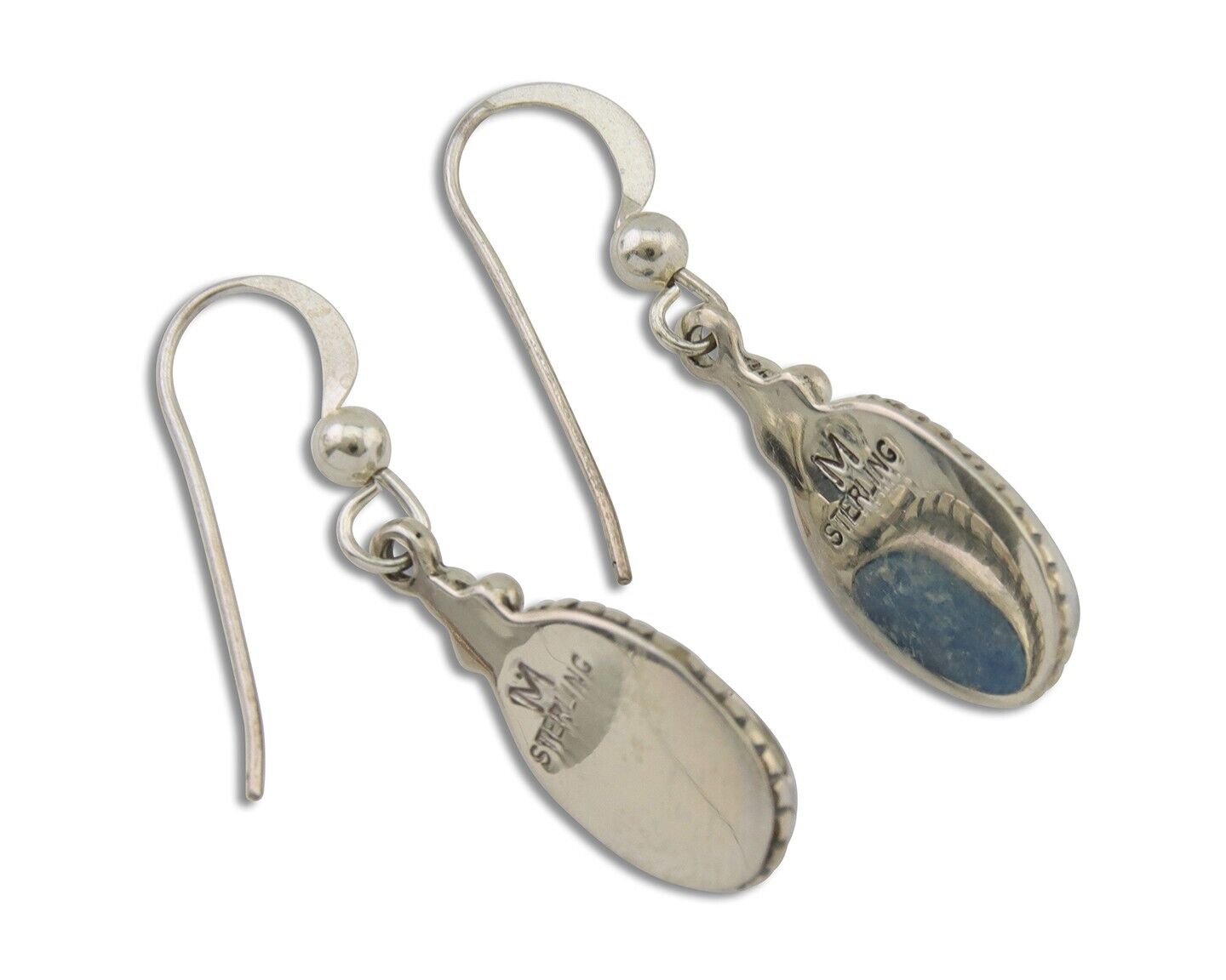 Navajo Dangle Earrings 925 Silver Natural Denim Lapis Signed Melissa Yazzie C80s