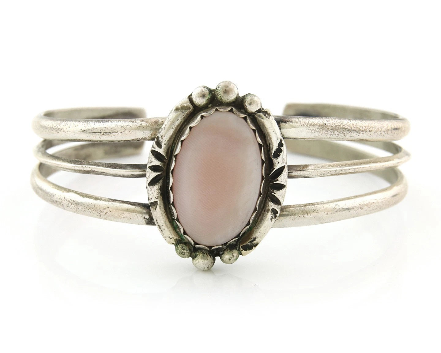 Navajo Cuff Bracelet Sterling Silver Authentic Pink Muscle Native Artist