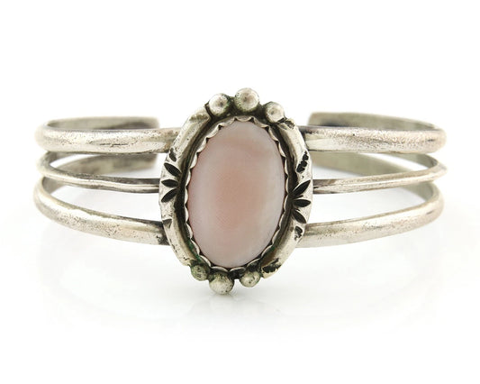 Navajo Cuff Bracelet Sterling Silver Authentic Pink Muscle Native Artist