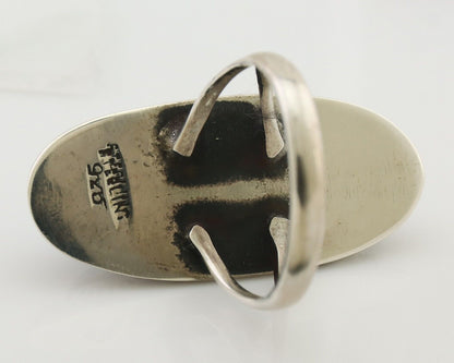 Navajo Ring 925 Silver Natural Blue Turquoise Native Artist Size 8.25 C.80's