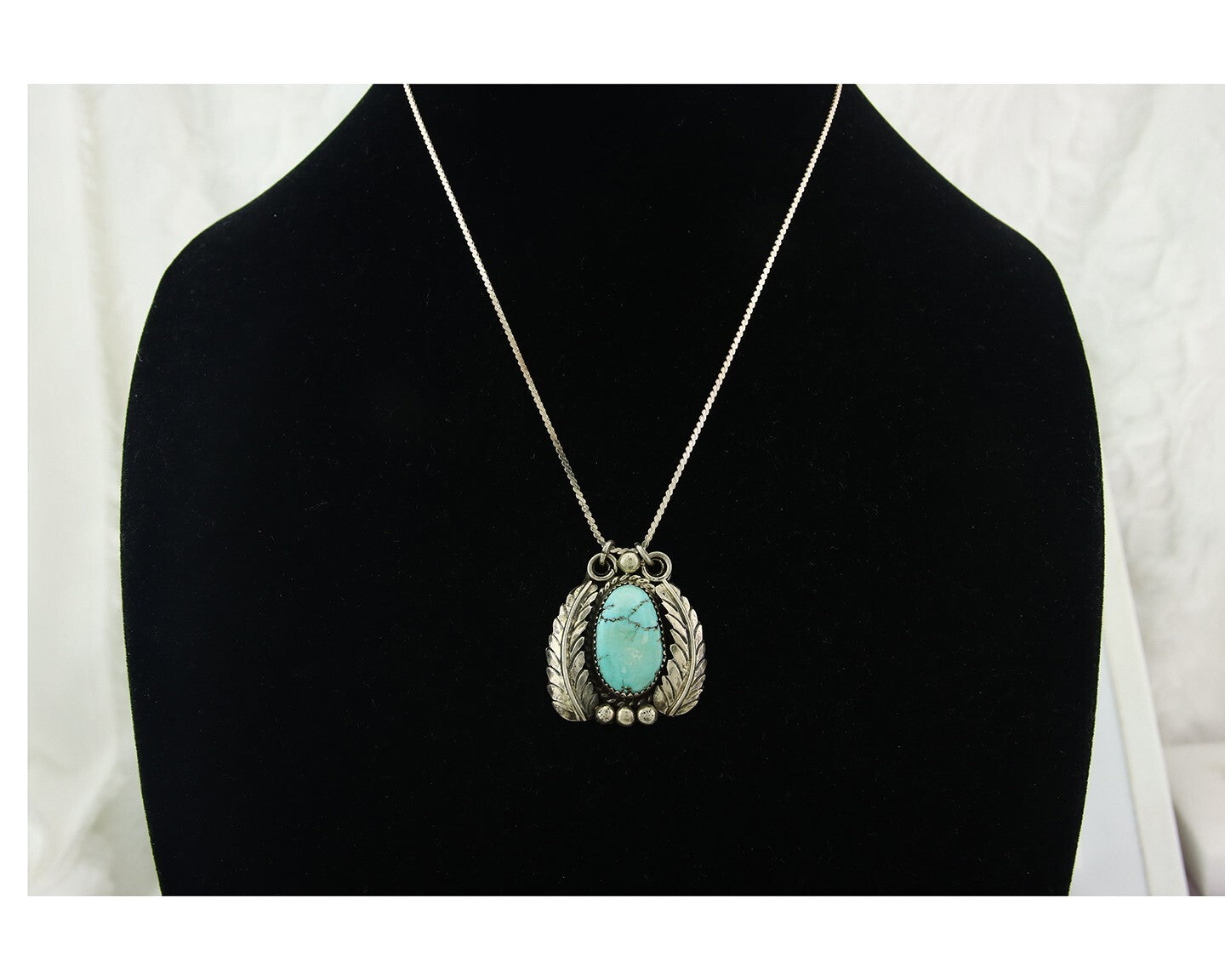 Navajo Sterling Silver Necklace Turquoise Authentic Vintage Signed