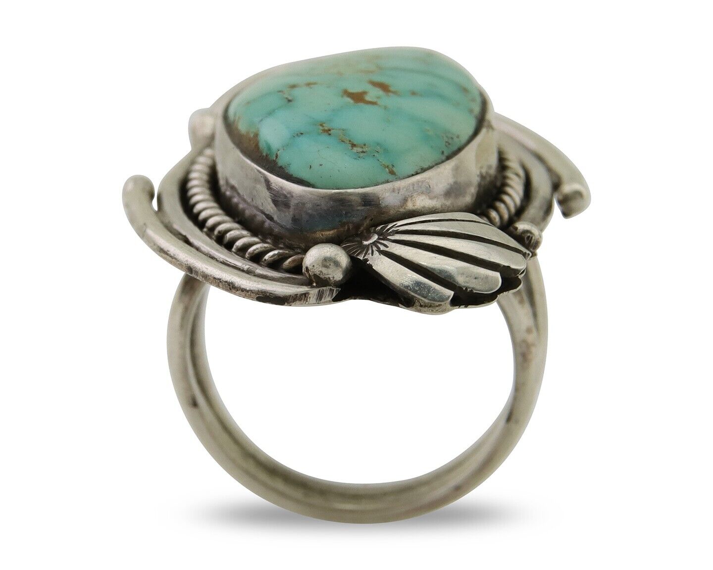 Navajo Ring 925 Silver Turquoise Artist Signed MC C.80's