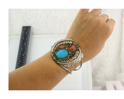 Vintage Navajo Bracelet 925 Silver Handmade Authentic Gemstone Traditional
