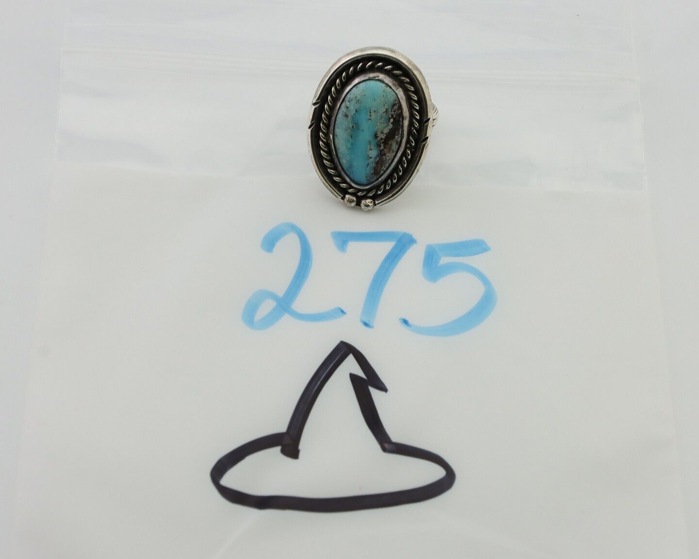 Navajo Ring 925 Silver Natural Blue Turquoise Native American Artist C.80's
