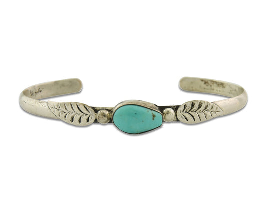 Vintage Navajo Bracelet 925 Silver Turquoise Handmade Authentic Signed GC01