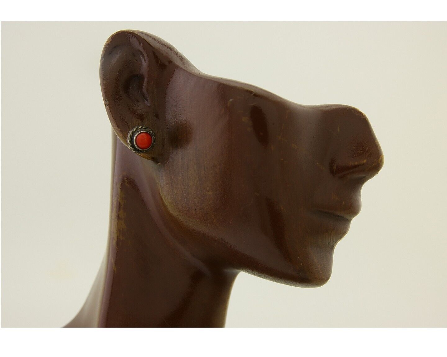 Navajo Earrings 925 Silver Natural Red Coral Native American Artist C.80's