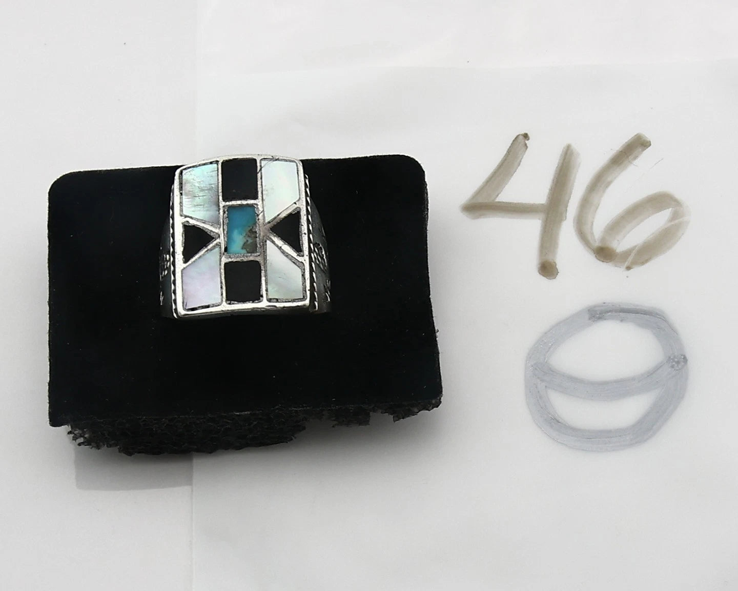 Men Navajo Ring Sterling Silver Natural Gemstones Handmade Vintage Size 11