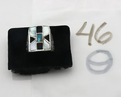 Men Navajo Ring Sterling Silver Natural Gemstones Handmade Vintage Size 11