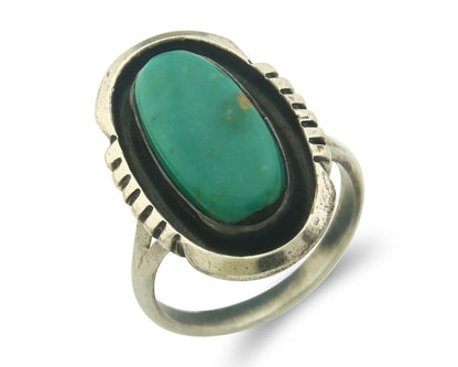 Navajo Ring 925 Sterling Natural Blue Turquoise Native Artist C.80's Size 7.75