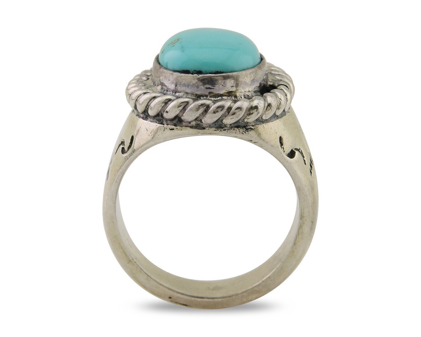 Navajo Ring 925 Silver Natural Blue Turquoise Native American Artist C.80's