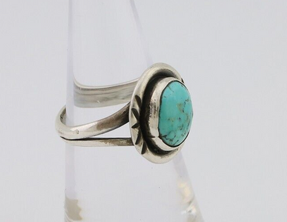 Navajo Ring 925 Silver Kingman Turquoise Native American Artist C.80's