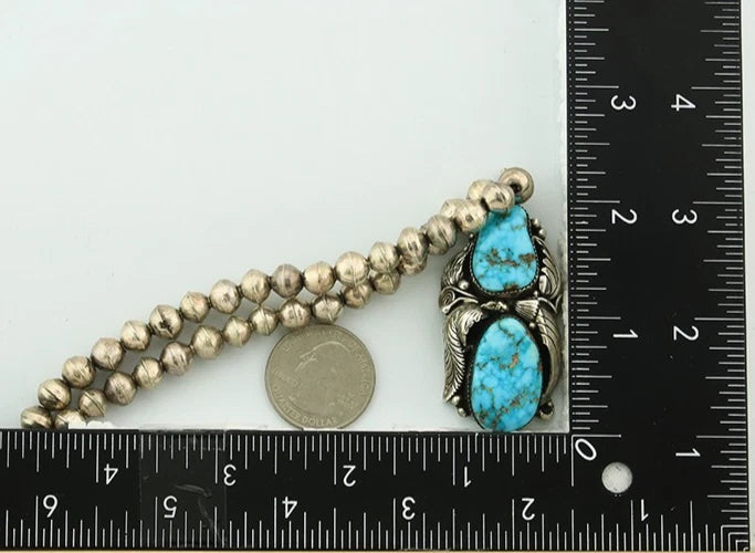 Navajo Necklace Sterling Silver Turquoise Vintage Signed Tom Willeto